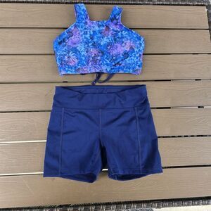 TYR Women's Floral Kira W/ Solid Grey Kalani Boy Shorts Sz S New Sample